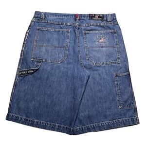 U.S. Polo Assn Baggy Carpenter Jorts Mens 38 Blue Denim Y2K Shorts 2000s Skater